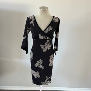 Vtg Y2K 2000s Black Velvet Flare Sleeve Babydoll Dark Whimsygoth Dress Wmns M